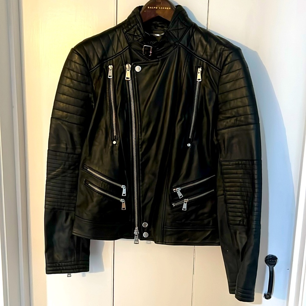 Polo Ralph Lauren lamb leather moto jacket NWT black